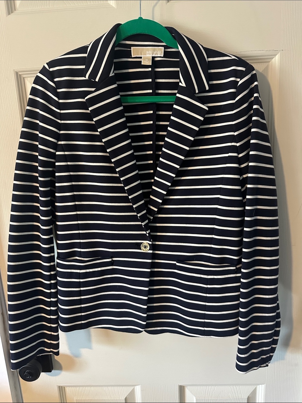Michael Kors Navy & White Striped Single-Button Blazer